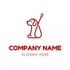 遛狗 Logo Simple Line and Cute Dog logo design