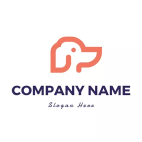 犬のロゴ Simple Line and Dog Head logo design