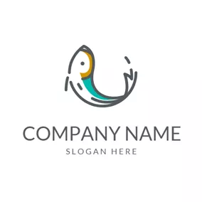 鱼Logo Simple Line and Fish logo design
