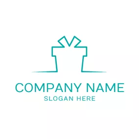 ギフトロゴ Simple Line and Gift Box logo design