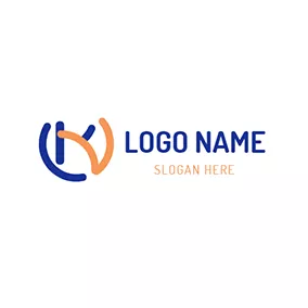 Global Logo Simple Line Combination Letter K V logo design