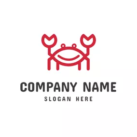 Krallen Logo Simple Lines Cartoon Crab logo design