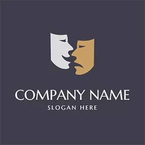 Gray Logo Simple Mask Actor and Comedy logo design