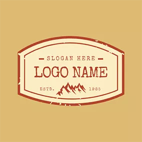 スタンプロゴ Simple Mountain Stamp logo design