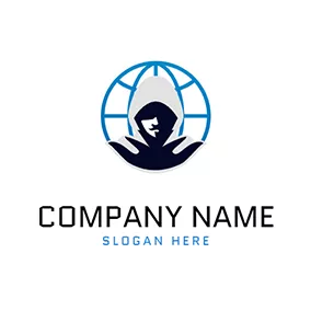 世界 Logo Simple Network and Hacker logo design