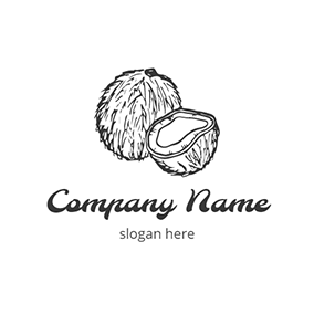 椰子 Logo Simple Old Coconut Shell logo design