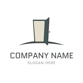 Interior Logo Simple Opened Door and Doorframe logo design
