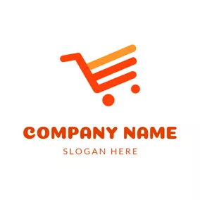 電子商務Logo Simple Orange and Red Cart logo design