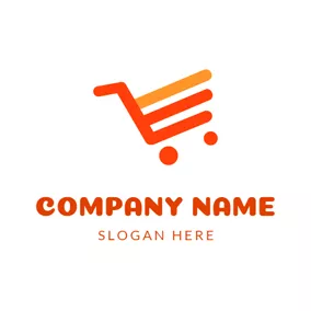 ECommerce Logo Simple Orange and Red Cart logo design