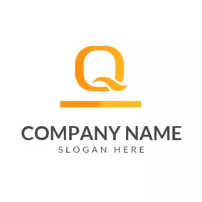 Combination Logo Simple Orange Letter Q logo design