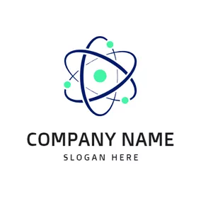 物理 Logo Simple Orbit and Green Atom logo design