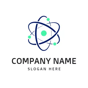 Atomic Logo Simple Orbit and Green Atom logo design