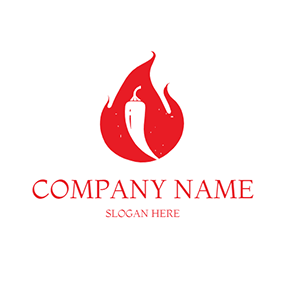 Logótipo Chama Simple Overlay Flame Chili logo design