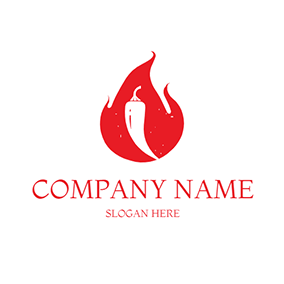 White Logo Simple Overlay Flame Chili logo design