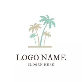 Drawing Logo Simple Palm Tree Icon logo design