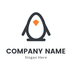 Gray Logo Simple Penguin Cartoon Outline logo design