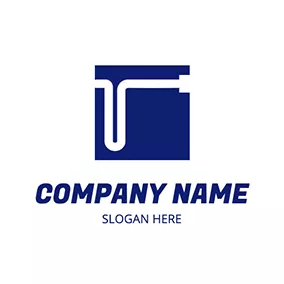 Rectangle Logo Simple Pipeline Construction logo design