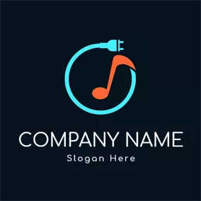 插頭logo Simple Plug and Orange Note logo design