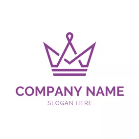 公主 Logo Simple Purple Lines Crown logo design