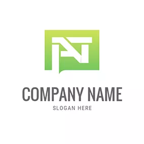 Green Logo Simple Rectangle and Abstract A T logo design
