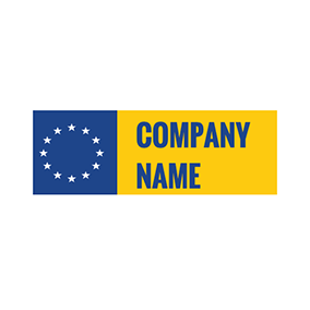 E U ロゴ Simple Rectangle Star Europe logo design