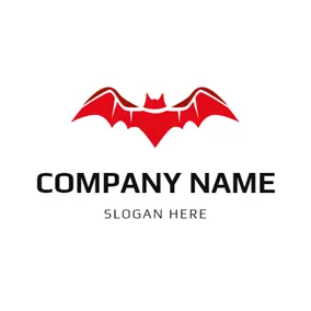 Logótipo De Eixo Simple Red Bat Icon logo design
