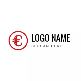 Logótipo Comercial Simple Red Circle and Euro Sign logo design
