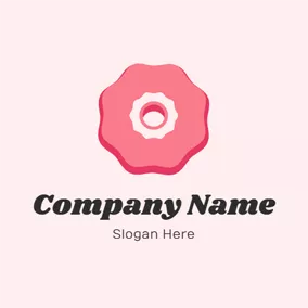 Pink Logo Simple Red Doughunt Icon logo design