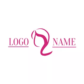 Hairstyle Logo Simple Red Lady Silhouette logo design