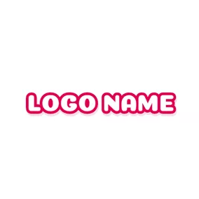 印刷logo Simple Red Outlined Cool Text logo design