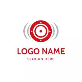 スピーカーロゴ Simple Red Speaker logo design