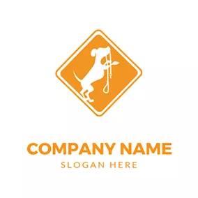 Logótipo Cão Simple Rhombus Dog Walking logo design