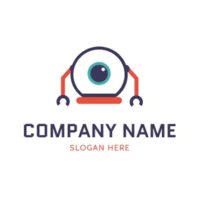 カムのロゴ Simple Robot Eye Icon logo design