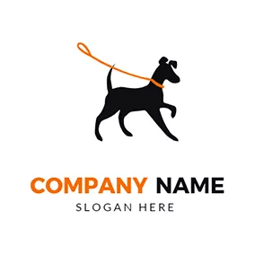 Dog Walking Logo Simple Rope and Lively Dog logo design