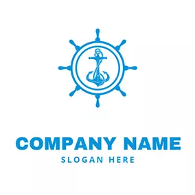 キャプテンのロゴ Simple Rudder and Anchor logo design