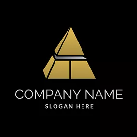 金字塔logo Simple Separate Yellow Grid Pyramid logo design