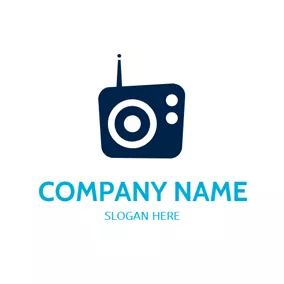 Radio Logo Simple Shape and Blue Radio logo design