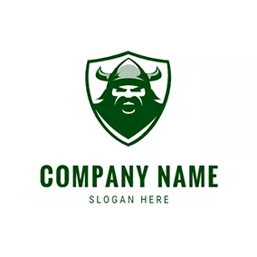Green Logo Simple Shield and Viking logo design