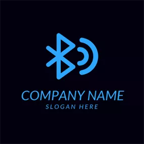 藍牙Logo Simple Signal and Bluetooth logo design