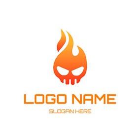 頭蓋骨のロゴ Simple Skull Fire logo design