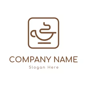 蒸汽logo Simple Square and Abstract Coffee logo design