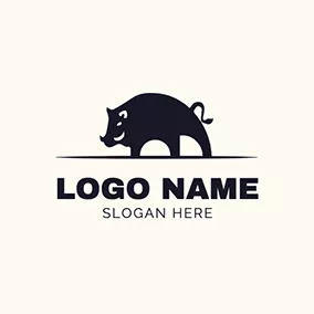 Emblem Logo Simple Standing Boar Design logo design