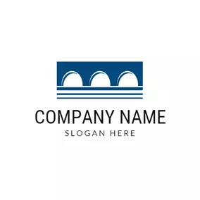 桥梁 Logo Simple Stripe and Blue Bridge logo design