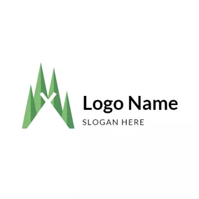 Wood Logo Simple Tree and Tent logo design