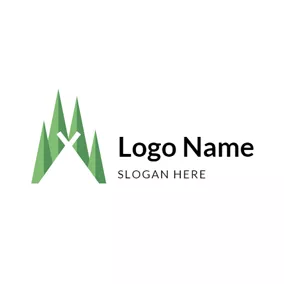 Logótipo De Elemento Simple Tree and Tent logo design