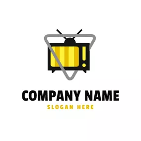 Gray Logo Simple Triangle and Cartoon Tv logo design