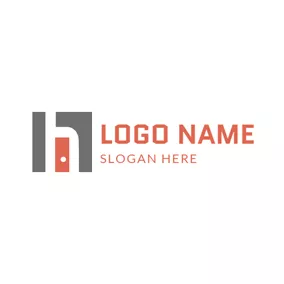 門 Logo Simple Wall and Orange Door logo design