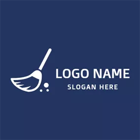 Cleaner Logo Simple White Broom logo design
