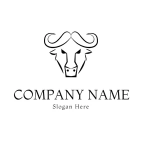 バイソンロゴ Simple White Buffalo Head logo design