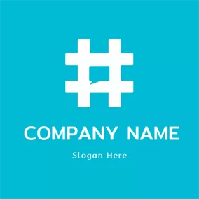 Rectangle Logo Simple White Hashtag Symbol logo design